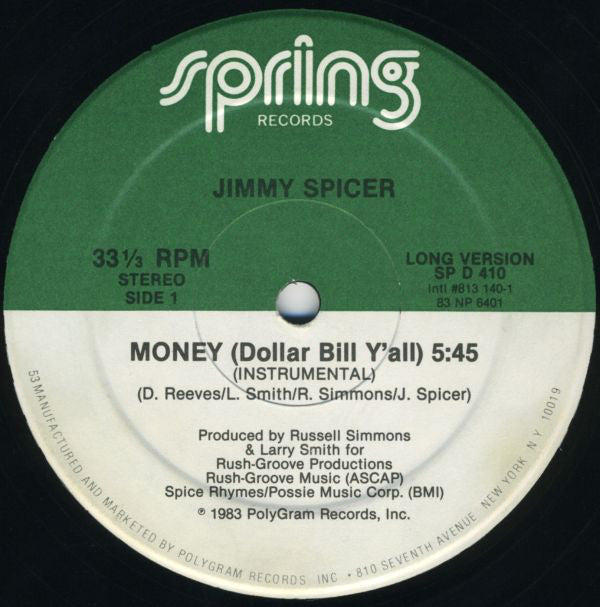 Jimmy Spicer - Money (Dollar Bill Y'all) - LP