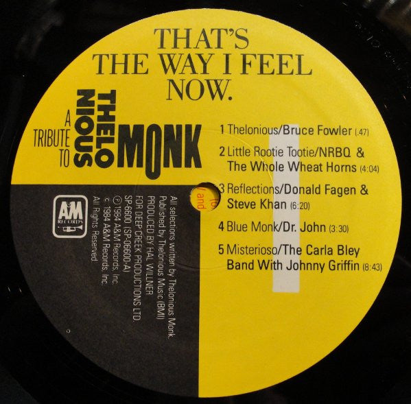 Various - That's The Way I Feel Now - A Tribute To Thelonious Monk - LP