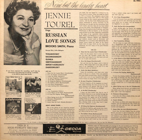 Jennie Tourel - None But The Lonely Heart - LP