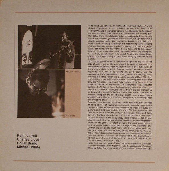 Keith Jarrett, Charles Lloyd, Dollar Brand, Michael White  - Europa Jazz - LP