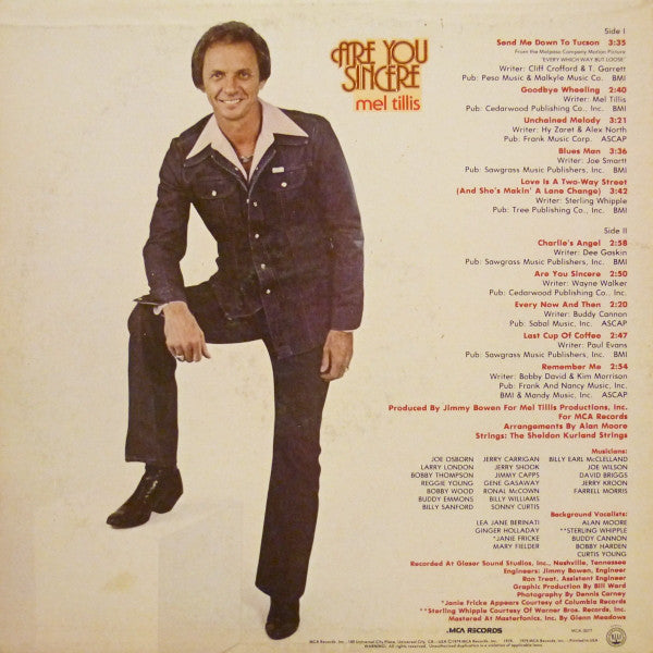 Mel Tillis - Are You Sincere - LP