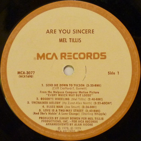 Mel Tillis - Are You Sincere - LP