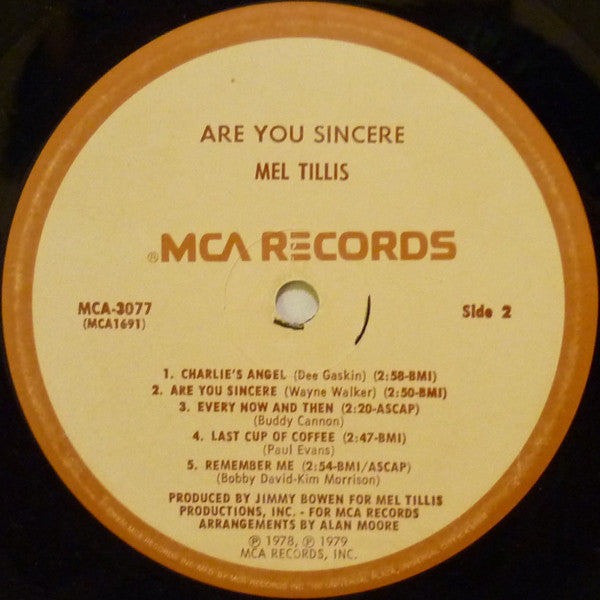 Mel Tillis - Are You Sincere - LP
