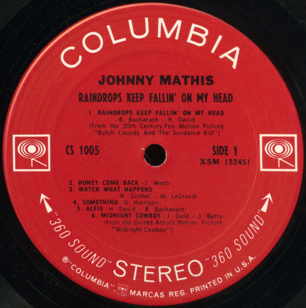 Johnny Mathis - Raindrops Keep Fallin' On My Head - LP