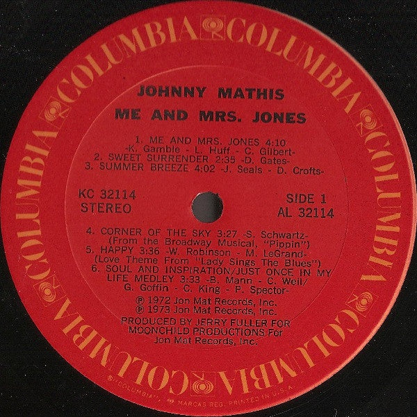 Johnny Mathis - Me And Mrs. Jones - LP
