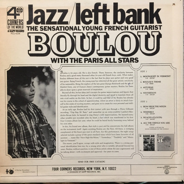 Boulou* With The Paris All Stars* - Jazz / Left Bank - The Sensational Young French Guitarist - LP