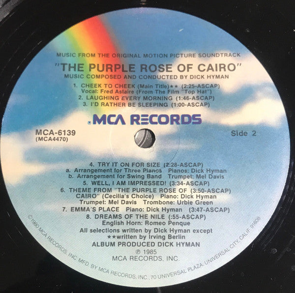 Dick Hyman - The Purple Rose Of Cairo - Original Motion Picture Soundtrack - LP
