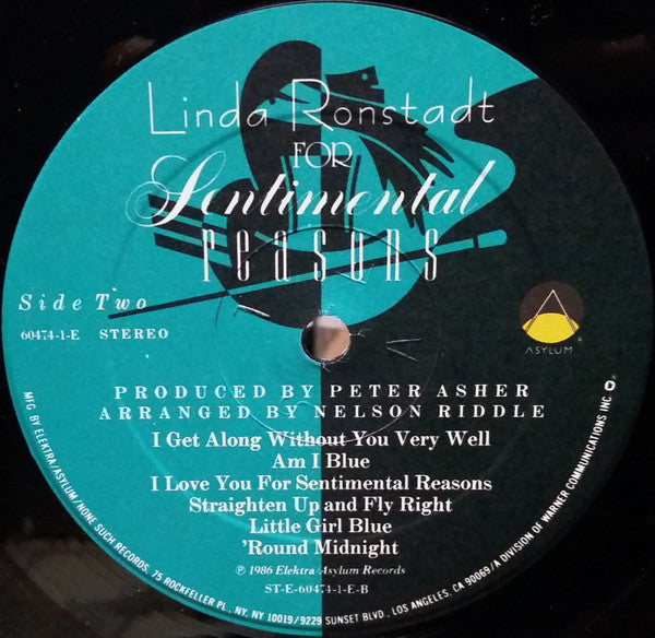 Linda Ronstadt With Nelson Riddle & His Orchestra* - For Sentimental Reasons - LP