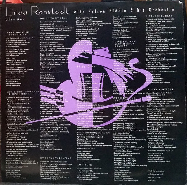 Linda Ronstadt With Nelson Riddle & His Orchestra* - For Sentimental Reasons - LP