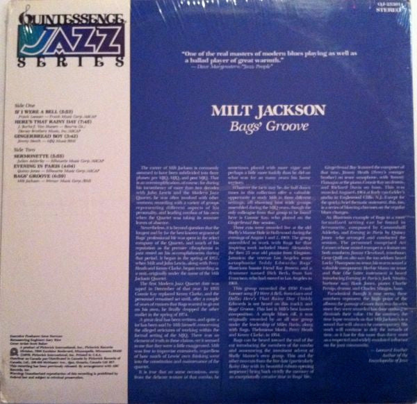 Milt Jackson - Bags' Groove - LP