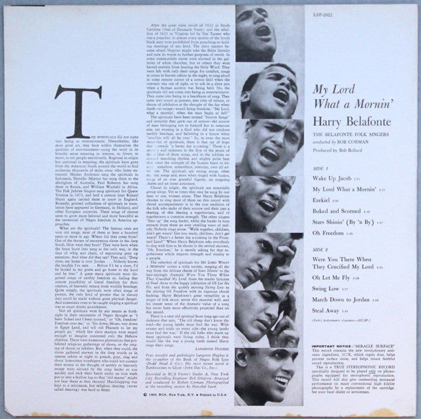 Harry Belafonte - My Lord What A Mornin' - LP