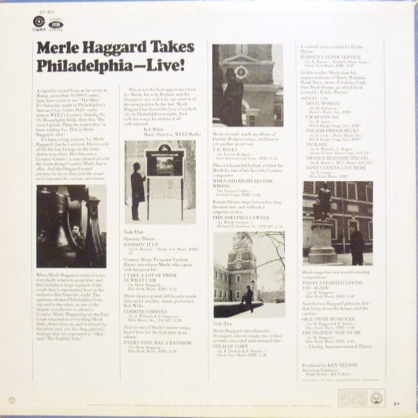 Merle Haggard With Bonnie Owens And The Strangers  - The Fightin' Side Of Me - LP
