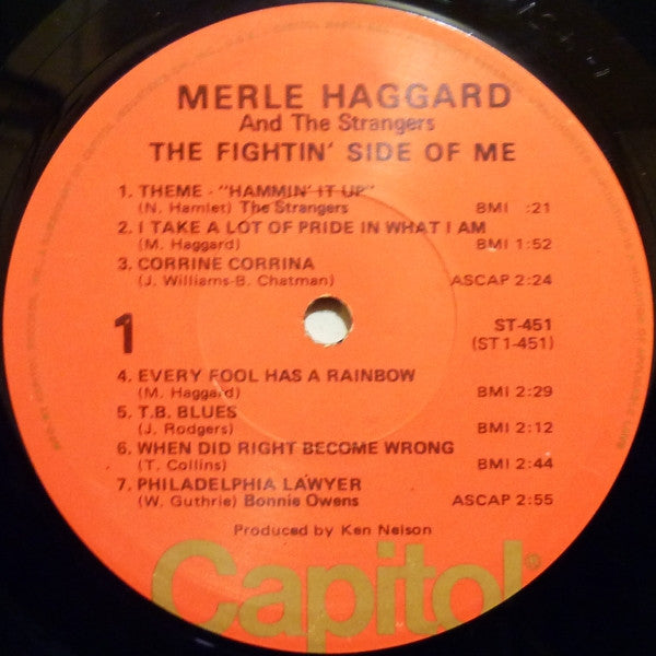 Merle Haggard With Bonnie Owens And The Strangers  - The Fightin' Side Of Me - LP