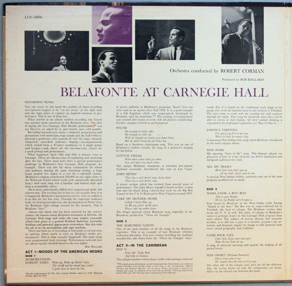 Harry Belafonte - Belafonte At Carnegie Hall (The Complete Concert) - LP