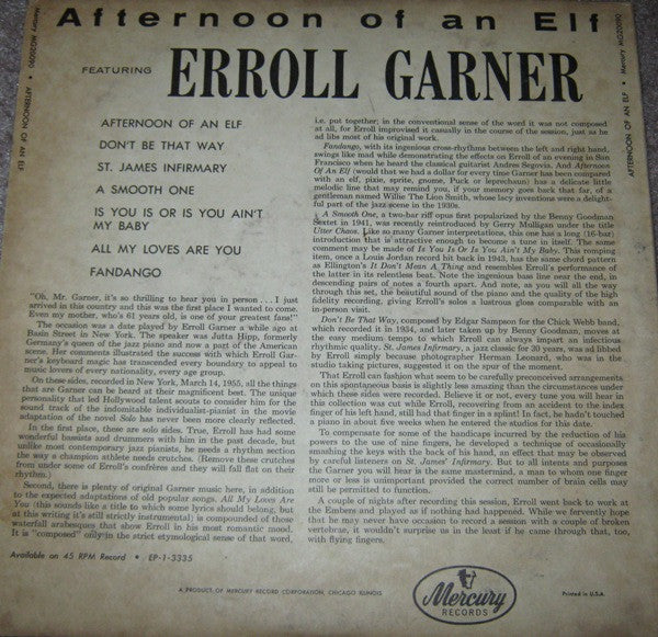 Erroll Garner - Afternoon Of An Elf - LP