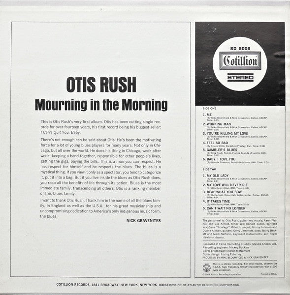 Otis Rush - Mourning In The Morning - LP