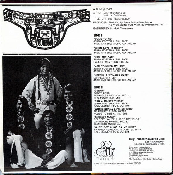 Billy Thunderkloud And The Chieftones - Off The Reservation - LP