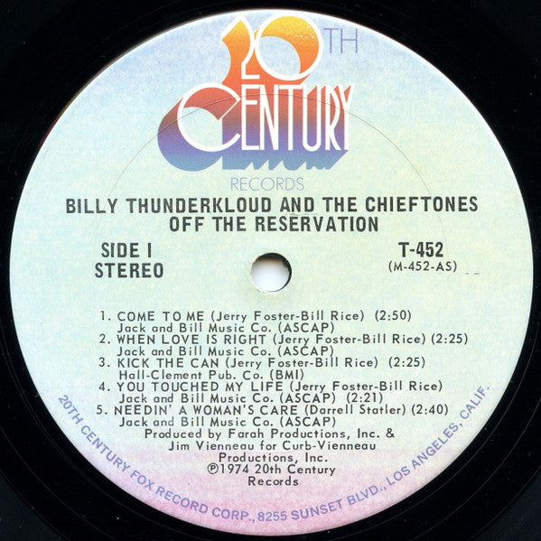 Billy Thunderkloud And The Chieftones - Off The Reservation - LP