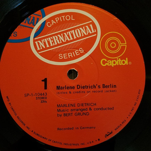 Marlene Dietrich - Marlene Dietrich's Berlin (Her Nostalgic Songs About The Grand Old City) - LP