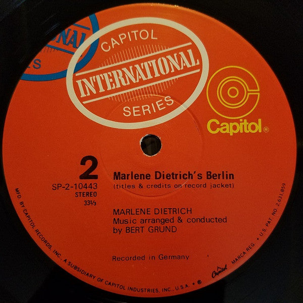 Marlene Dietrich - Marlene Dietrich's Berlin (Her Nostalgic Songs About The Grand Old City) - LP