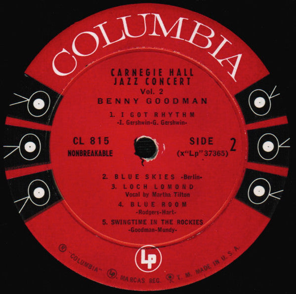 Benny Goodman - The Famous 1938 Carnegie Hall Jazz Concert - Vol. 2 - LP