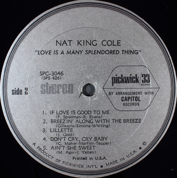 Nat King Cole - Love Is A Many Splendored Thing - LP
