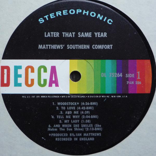 Matthews Southern Comfort* - Later That Same Year - LP