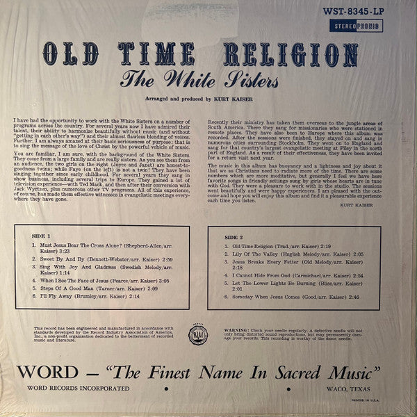 The White Sisters  - Old Time Religion - LP