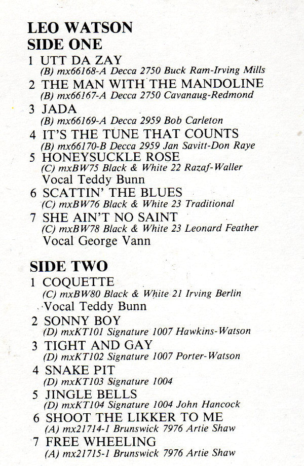 Leo Watson - The Scat Man - LP