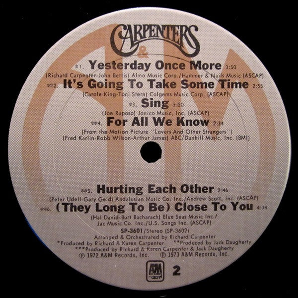 Carpenters - The Singles 1969-1973 - LP