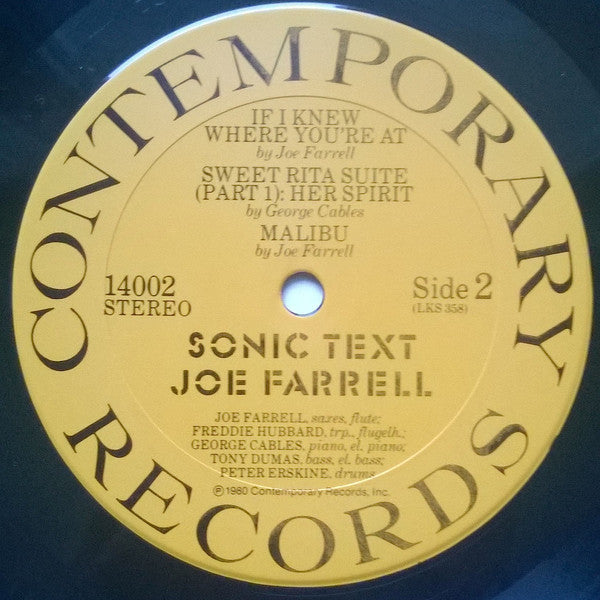 Joe Farrell - Sonic Text - LP