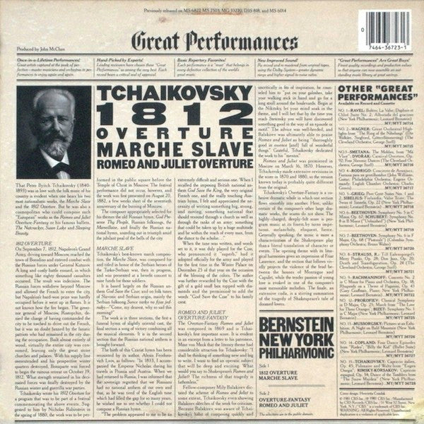 Tchaikovsky*, Bernstein*, New York Philharmonic - 1812 Overture / Marche Slave / Romeo And Juliet Overture - LP