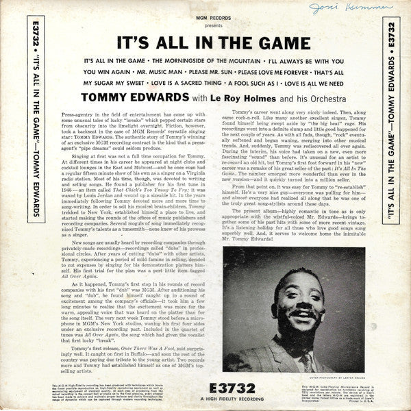 Tommy Edwards - It's All In The Game - LP