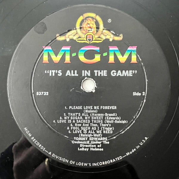 Tommy Edwards - It's All In The Game - LP