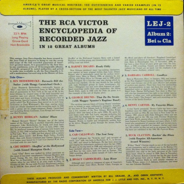 Various - The RCA Victor Encyclopedia Of Recorded Jazz: Album 2 - Bei To Cla - LP