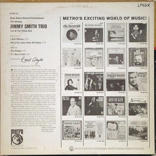 The Amazing Jimmy Smith Trio* - Live At The Village Gate - LP