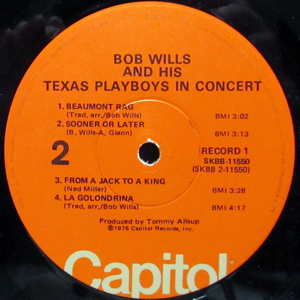 Bob Wills & His Texas Playboys - In Concert - LP
