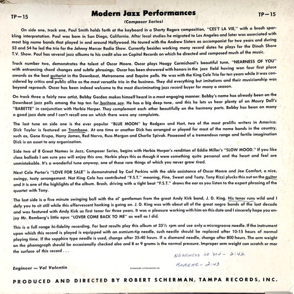 Various - Modern Jazz Performances (Composer Series) - LP