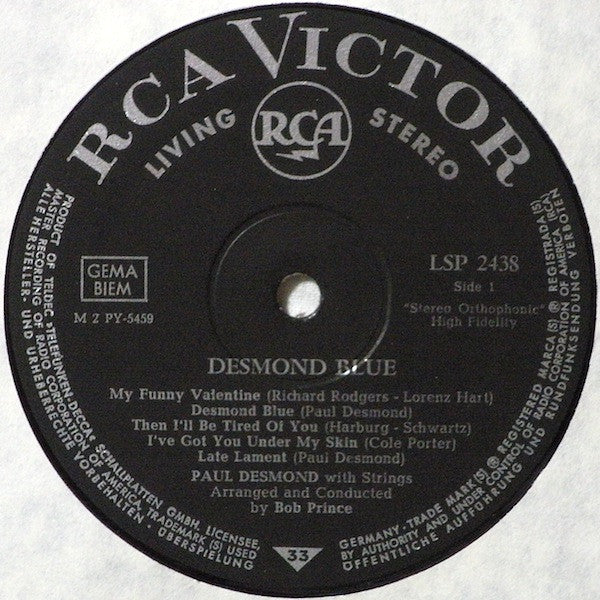 Paul Desmond With Strings - Desmond Blue - LP