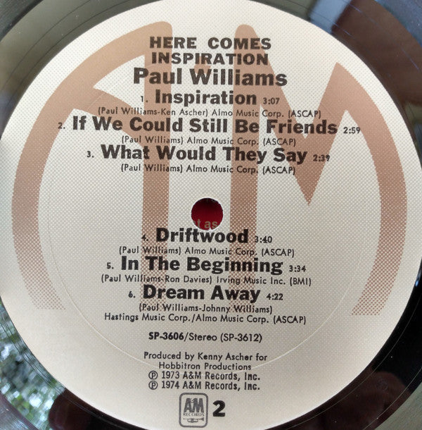 Paul Williams  - Here Comes Inspiration - LP