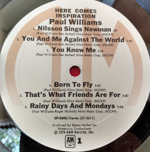 Paul Williams  - Here Comes Inspiration - LP