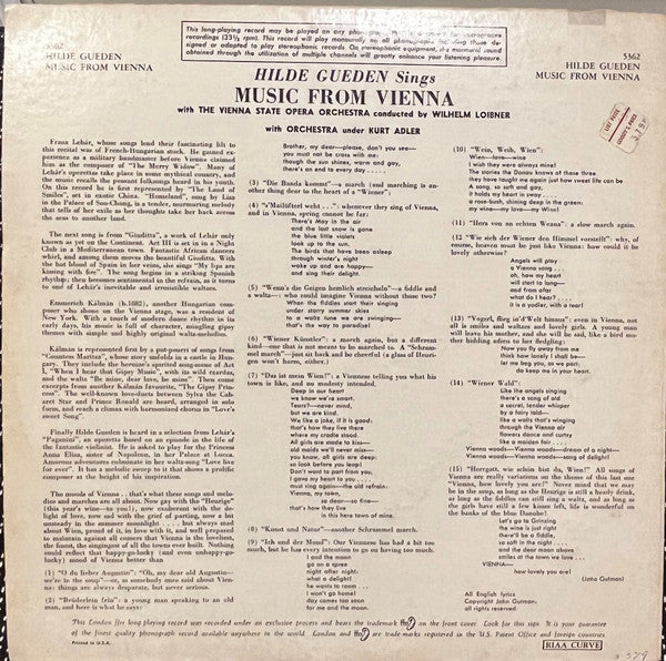 Hilde Gueden* - Music From Vienna - LP