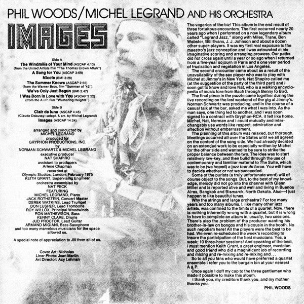 Phil Woods / Michel Legrand And Orchestra* - Images - LP