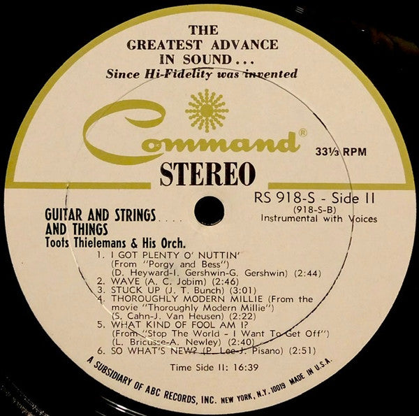 Toots Thielemans And His Orchestra - Guitar And Strings . . . And Things - LP