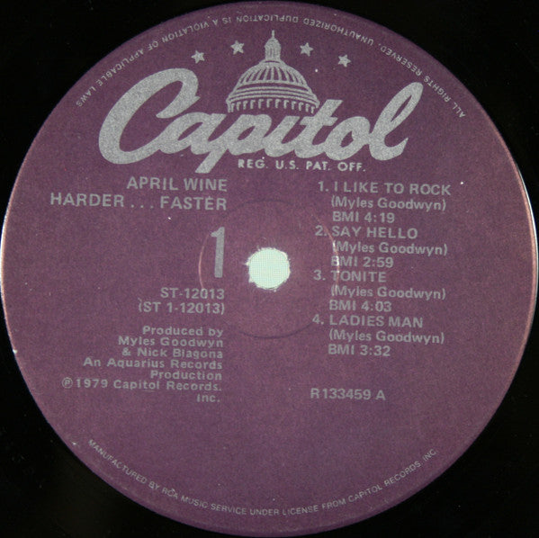 April Wine - Harder.....Faster - LP