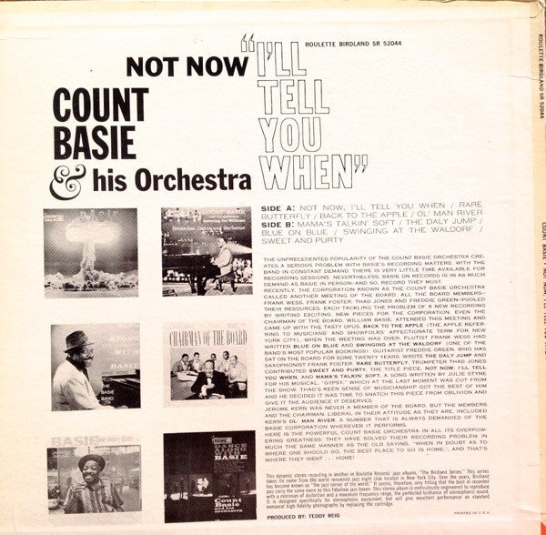 Count Basie Orchestra - Not Now, I'll Tell You When - LP