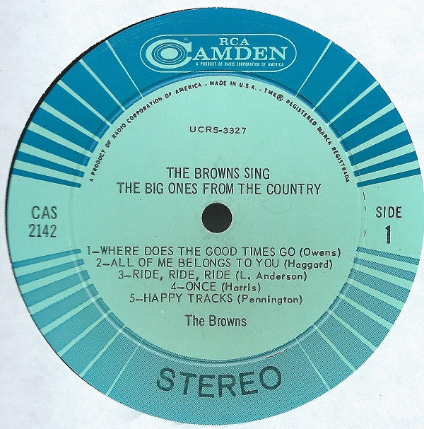 The Browns (3) - Sing The Big Ones From The Country - LP