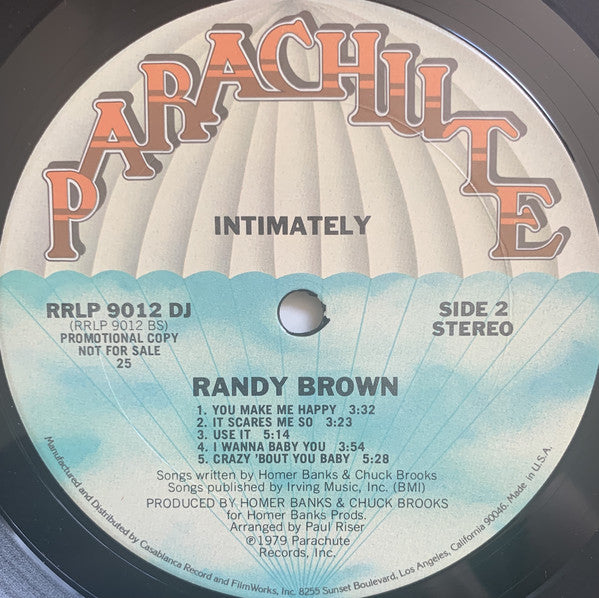 Randy Brown (2) - Intimately - LP