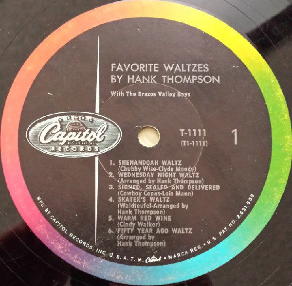 Hank Thompson And His Brazos Valley Boys - Favorite Waltzes - LP