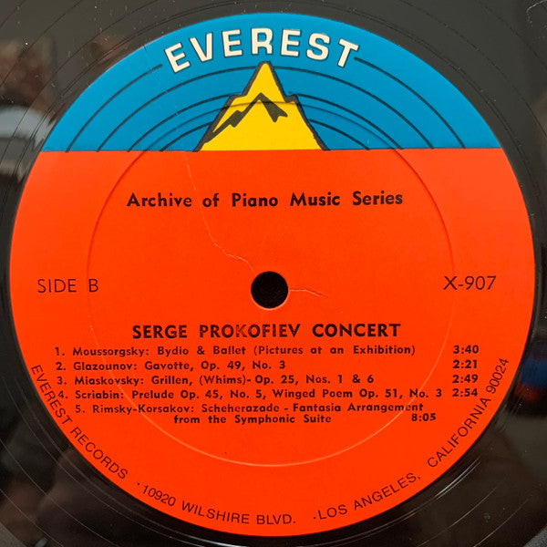Prokofiev* · Mussorgsky* · Glazounov* · Scriabin* · Rimsky-Korsakov* - Serge Prokofiev Concert - LP
